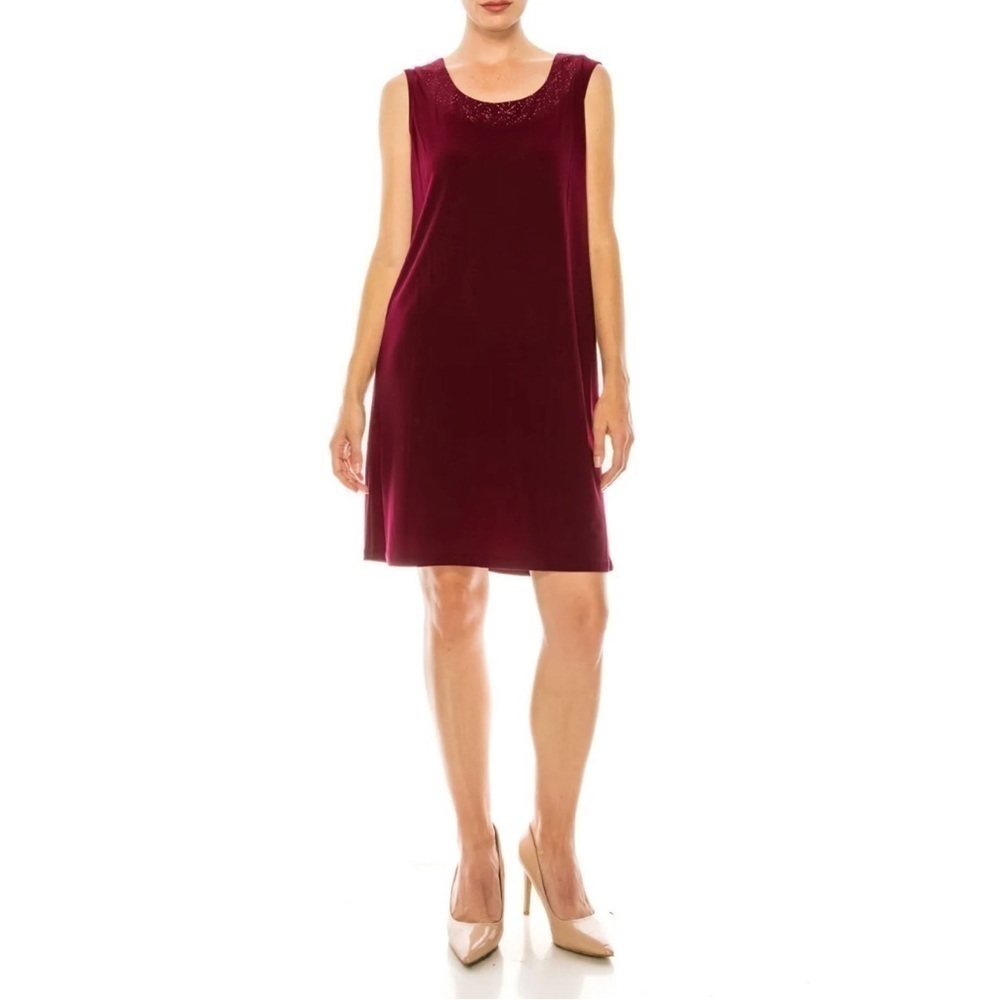 R&M Richards Sz S Red Slinky Glitter Swing Jacket and Shift Dress Formal Set
